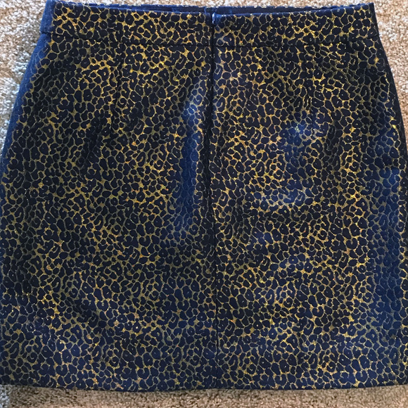 J. Crew Navy and Metallic Gold Skirt 4 - Picture 3 of 4